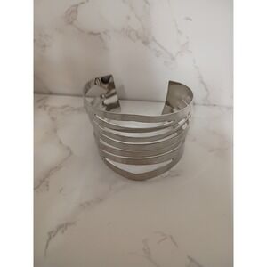 Silver Tone Multi Strand Open‎ Back Cuff Bracelet